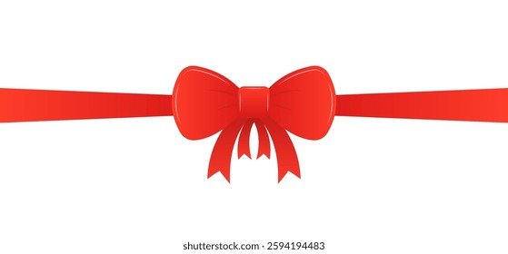 Flat icons set of red bow and ribbon vector - festive decoration elements.