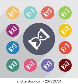 flat icons set. Round colorful buttons. Vector