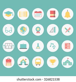 Flat icons set - School
