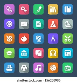 flat icons set for school in colors