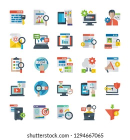 Flat Icons Set Of Search Engine Optimization 