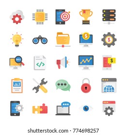 Flat Icons Set of Seo and Marketing