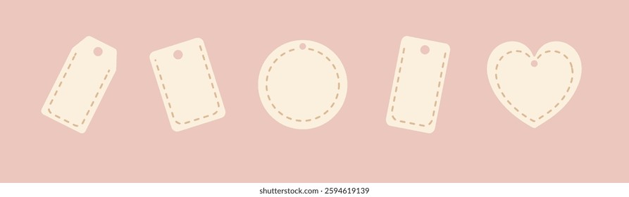 Flat icons set of sewing labels in various shapes - vector style.