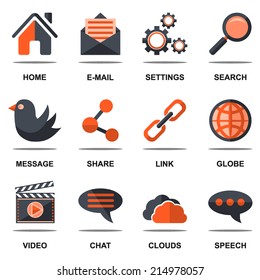 flat icons Set of social network. vector illustrations