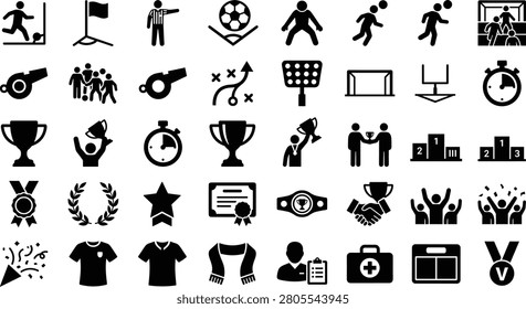 Flat icons set of sports and awards collection