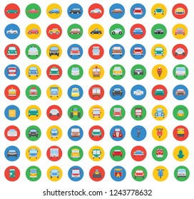 Flat icons set : Transportation, Trips & Travel