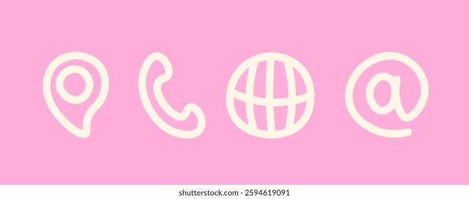 Flat icons set vector - contact and communication symbols in minimalist design.
