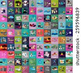 Flat Icons Set: Vector Illustration, Graphic Design. Collection Of Colorful Icons. For Web, Websites, Print, Presentation Templates, Promotional, Mobile Applications And Promotional Materials