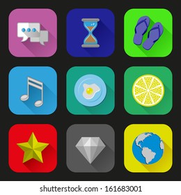 Flat icons and set. Vector illustration. 