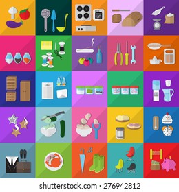 Flat Icons Set: Vector Illustration, Graphic Design. Collection Of Colorful Icons. For Web, Websites, Print, Presentation Templates, Mobile Applications And Promotional Materials 