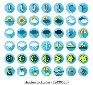 Flat icons set : Weather Symbols