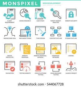 Flat Icons set of Web Development. Pixel Perfect Icons. Simple pictogram pack vector logo concept for web graphics