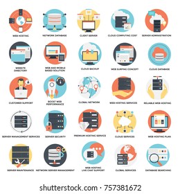 Flat Icons Set of Web Hosting