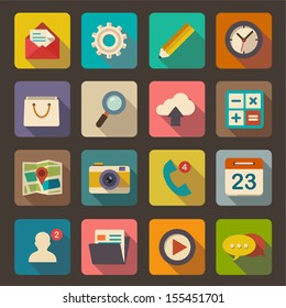 Flat icons set for Web and Mobile Applications