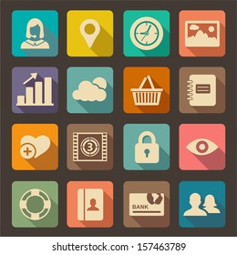 Flat icons set for Web and Mobile Applications