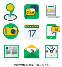 Flat icons set for Web and Mobile Applications