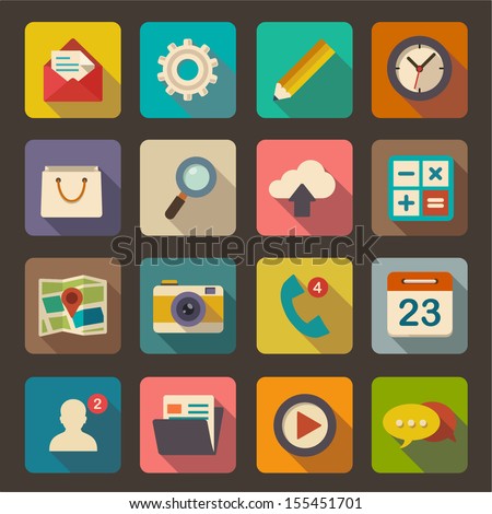 Flat icons set for Web and Mobile Applications