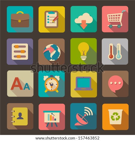 Flat icons set for Web and Mobile Applications