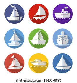 flat icons set,transportation, Boat, vector illustrations