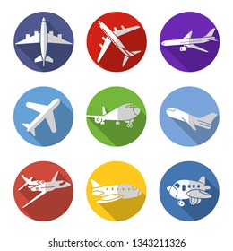 flat icons set,transportation,Airplane, vector illustrations