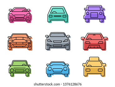flat icons set,transportation,Car front,vector illustrations