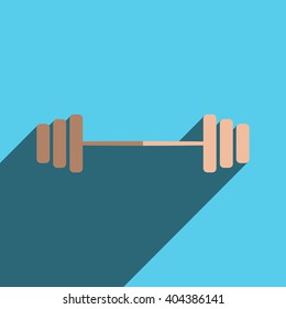Flat icons with shadow of athletic barbell. Vector illustration