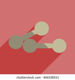 Flat icons with shadow of athletic dumbbell. Vector illustration