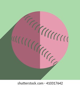 Flat icons with shadow of baseball ball. Vector illustration