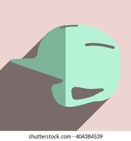 Flat icons with shadow of baseball helmet. Vector illustration