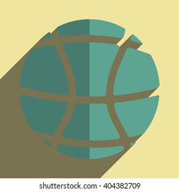 Flat icons with shadow of basketball ball. Vector illustration
