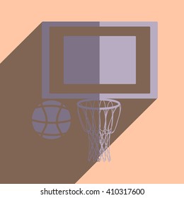 Flat icons with shadow of basketball. Vector illustration