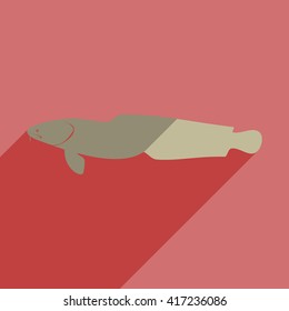 Flat icons with shadow of burbot. Vector illustration