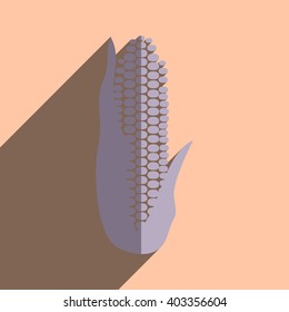 Flat icons with shadow of corn. Vector illustration