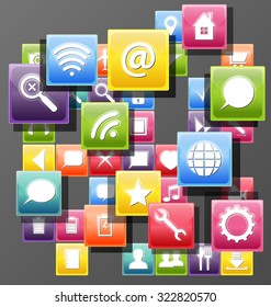 Flat Icons with shadow of illustration
