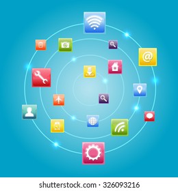 Flat Icons with shadow of illustration