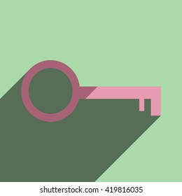 Flat icons with shadow of key. Vector illustration
