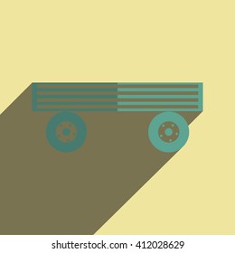 Flat icons with shadow of large trailer. Vector illustration