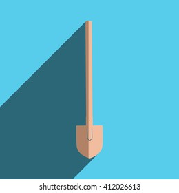 Flat icons with shadow of shovel. Vector illustration