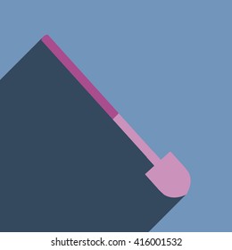 Flat icons with shadow of shovel. Vector illustration