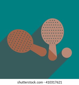 Flat icons with shadow of tennis racket. Vector illustration