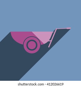 Flat icons with shadow of wheelbarrow. Vector illustration