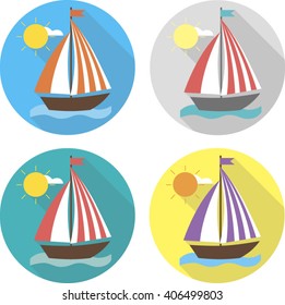 Flat icons. Ships and sea; travel set.