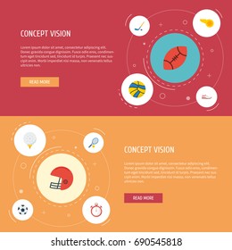 Flat Icons Shoes, Ball, Golf And Other Vector Elements. Set Of Fitness Flat Icons Symbols Also Includes Sneakers, Rocket, Sport Objects.