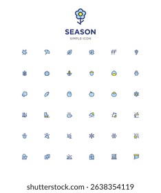 Flat icons showing seasonal changes