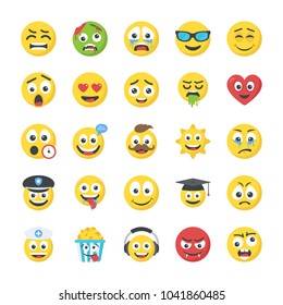 Flat Icons of Smileys