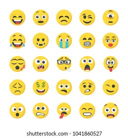 Flat Icons of Smileys