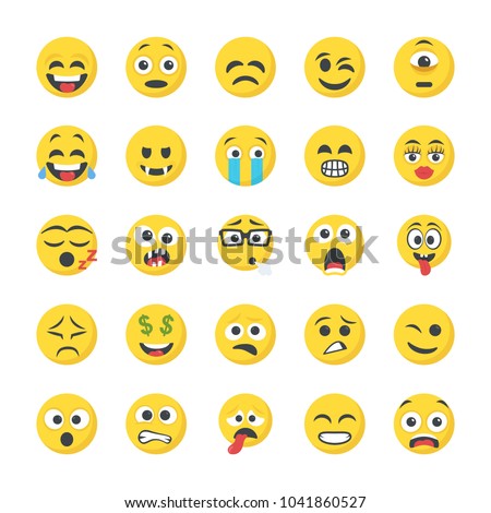 Flat Icons of Smileys