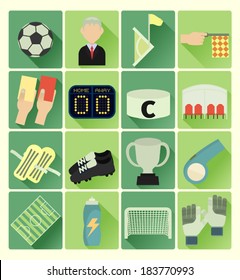 Flat icons soccer set