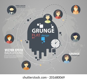 Flat icons for social media and network connection concept. Vector illustration