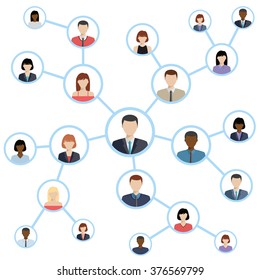 Iconos planos para el concepto de redes sociales y conexiones de red. Ilustración del vector